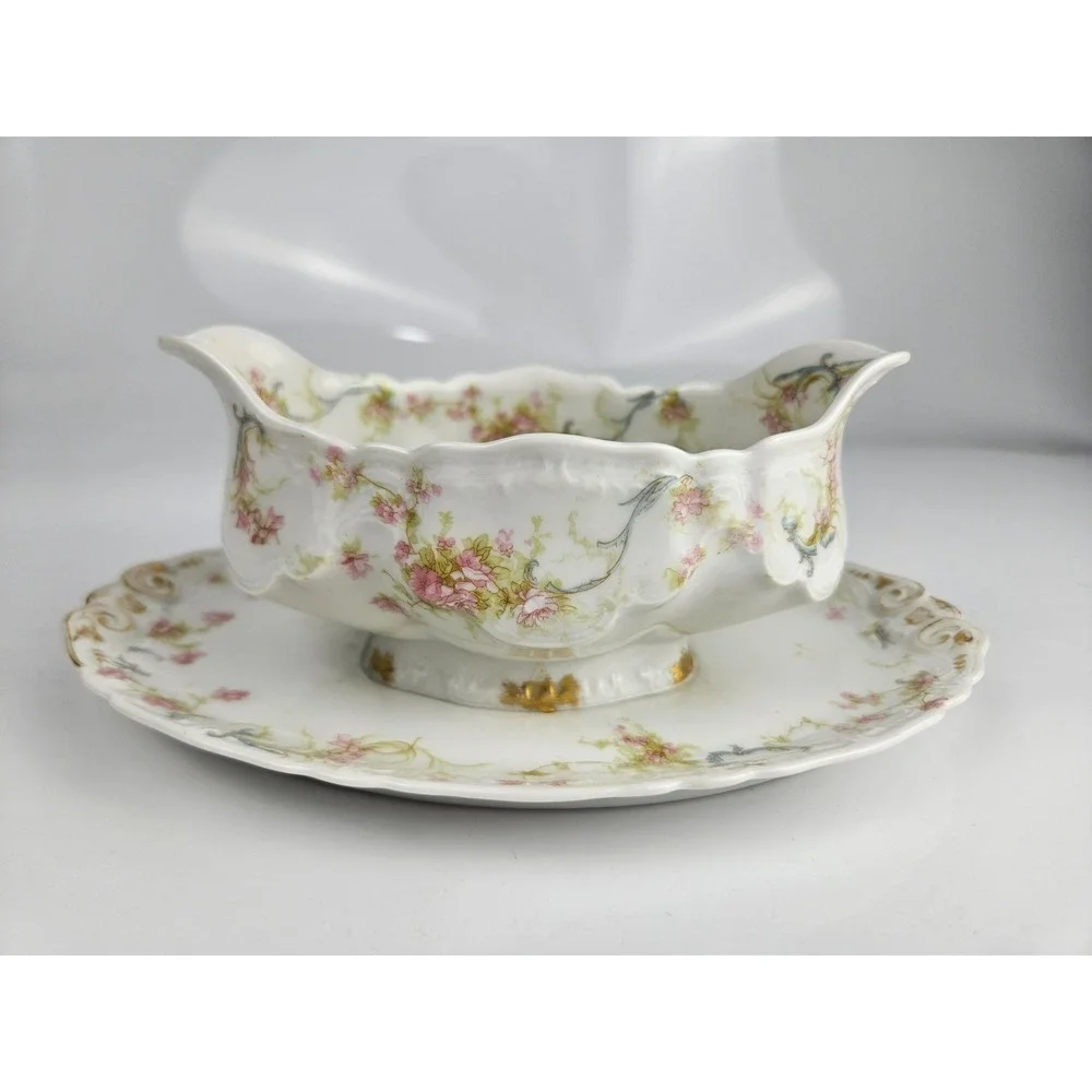 Haviland Limoges‎ Berry Bowl w Attached Underplate & Cabinet Plate